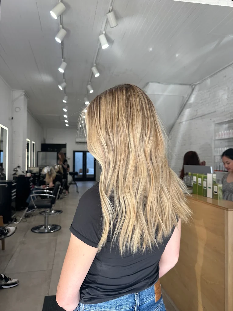 Back view of long blonde hair at The Studio Los Gatos